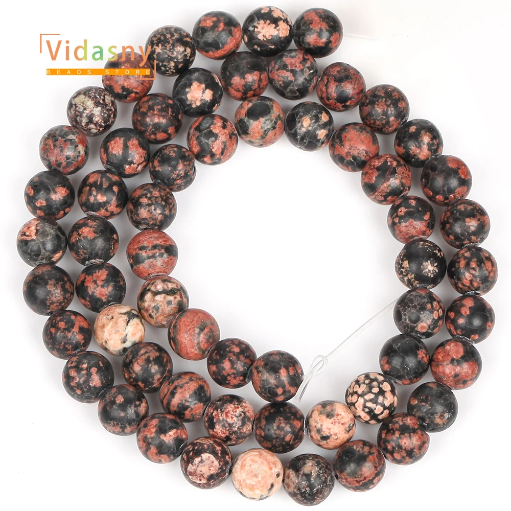 Naturstein, matt polierter goldener Schneeflocken-Jaspis, 6/8 mm, runde Perlen für die Schmuckherstellung, lose DIY-Accessoires, Armband, Halskette – Detail 3