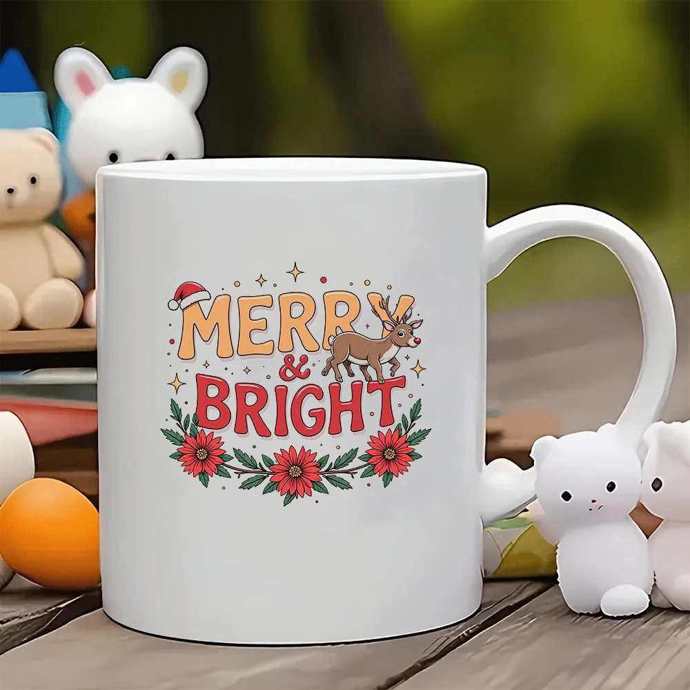 

11oz Cup Cartoon Christmas Theme Exquisite Animal Prints Festive Atmosphere Cup Christmas Gift Kids Water Cup Home Office C