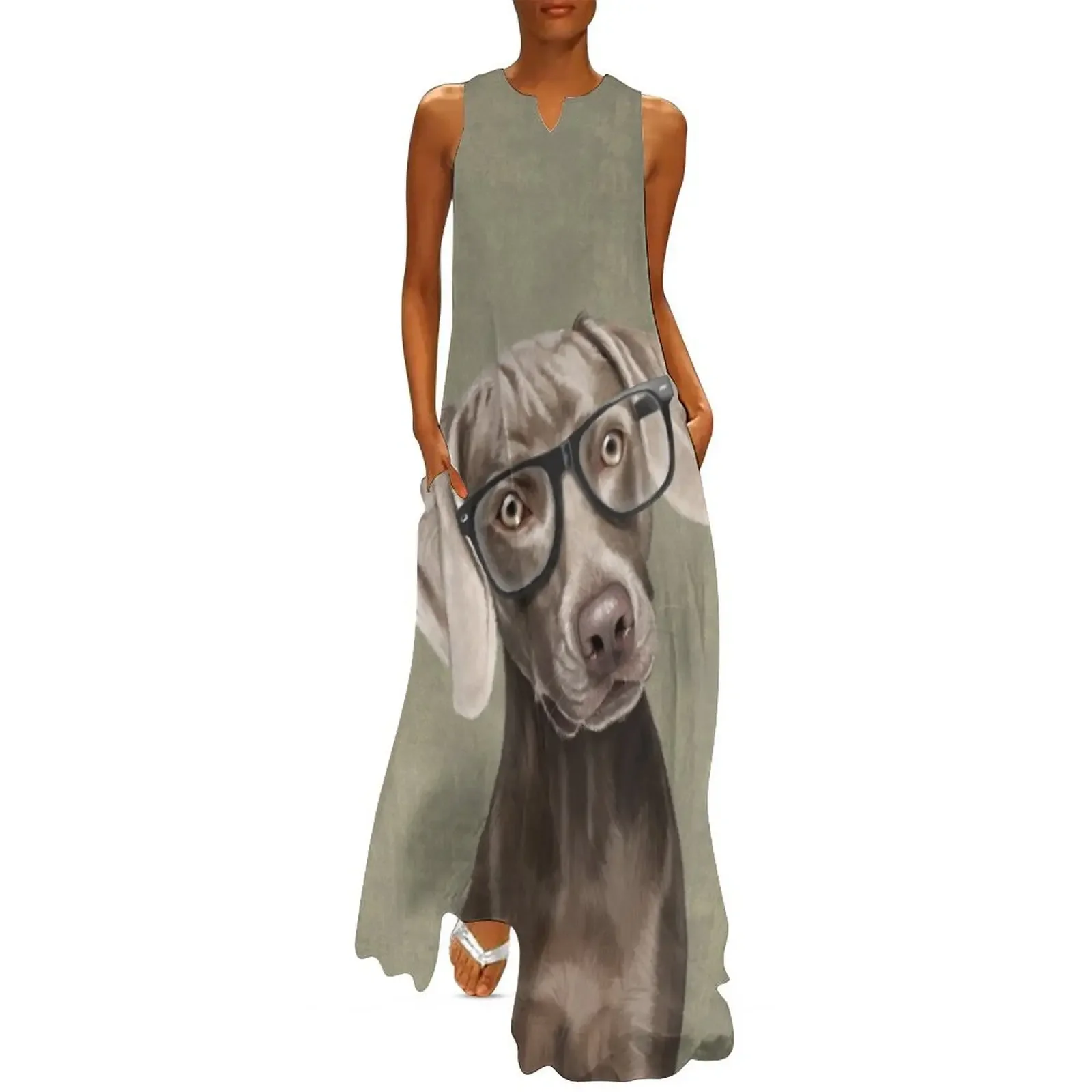 

Mr Weimaraner Long Dress long sleeve dresses summer clothes for women dress for woman clothes for women Dress