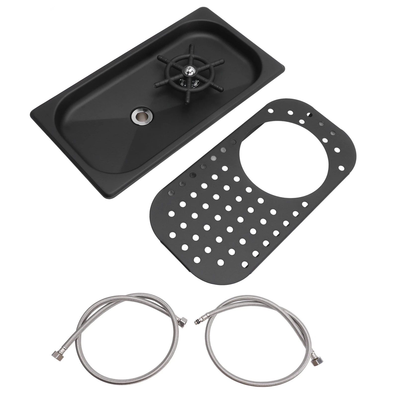 Glazen spoelbak met druppelkan Rinser Cup Washer 304 roestvrij staal Multi-hoek spoelen Eenvoudig te installeren Ingebed voor bar