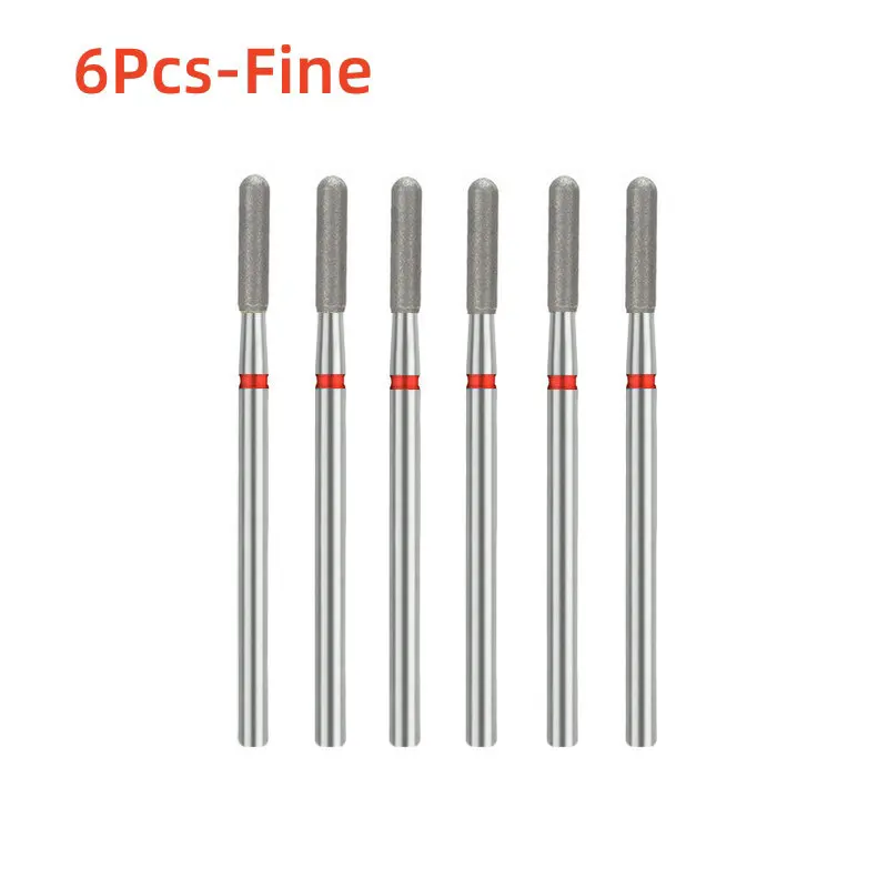 6個/袋 10mm 日本式フロントダイヤモンドマニキュア研磨ヘッド スムーストップネイルドリルビットセット 角質除去トリートメント