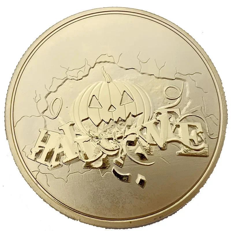 Halloween Scarecrow Coin Golden Plated Festival Pumpkin Medal Home Decoration Coins Collection Traditional Holiday Kids Gifts