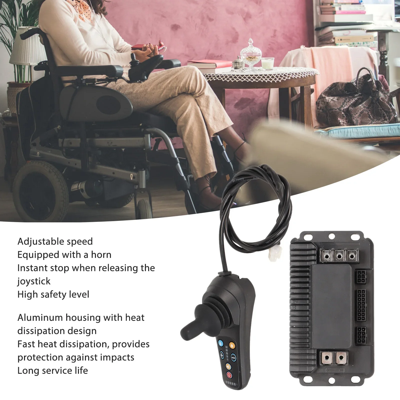 Electric Wheel Chair Joystick Wheelchair Joystick Controller Variable Speed Bumper Proof Fast Heat Dissipation for All Brands