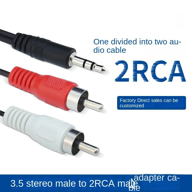 

10pcs 3.5 stereo male to 2RCA male av one point two audio cable one drag two transfer wiring computer speaker cable