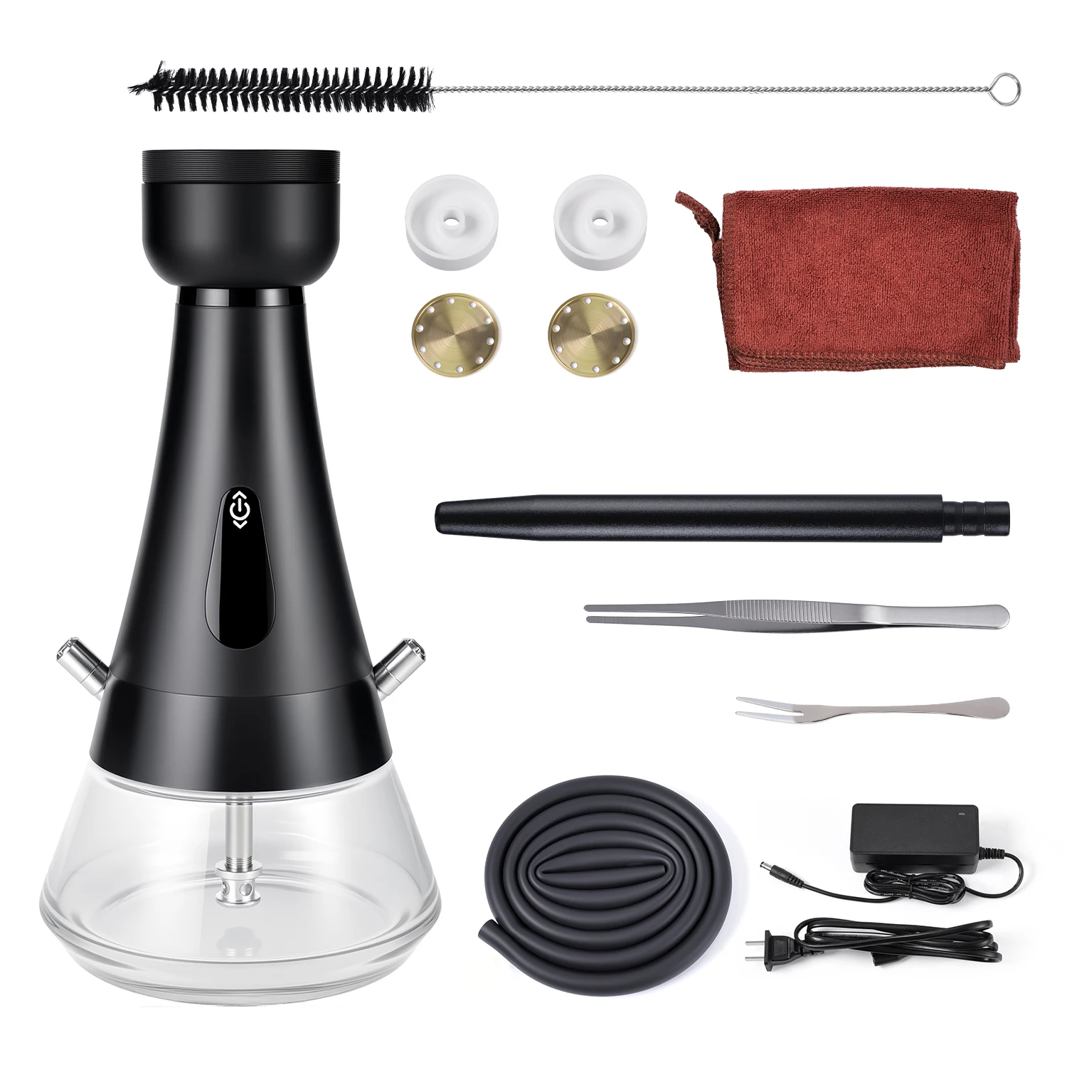 Luxury Electric Hookah Portable New Set  Material Hookah  High Quality Smoking Shisha  Set LED Material Hookah