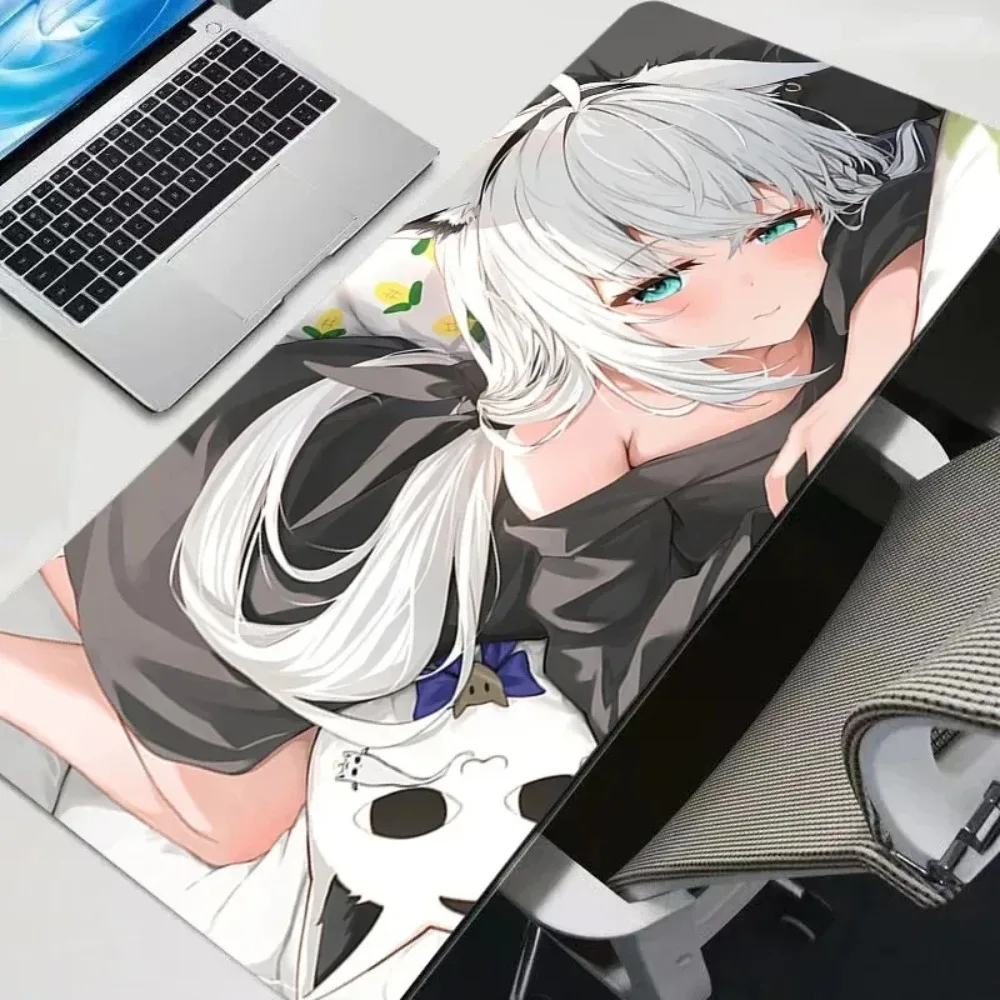 Mauspad, groß, Hololive Shirakami Fubuki, Mauspad, PC-Mauspads, Büro, Laptop, Teppich, weich, rutschfest, Desktop-Mauspad, Mauspad