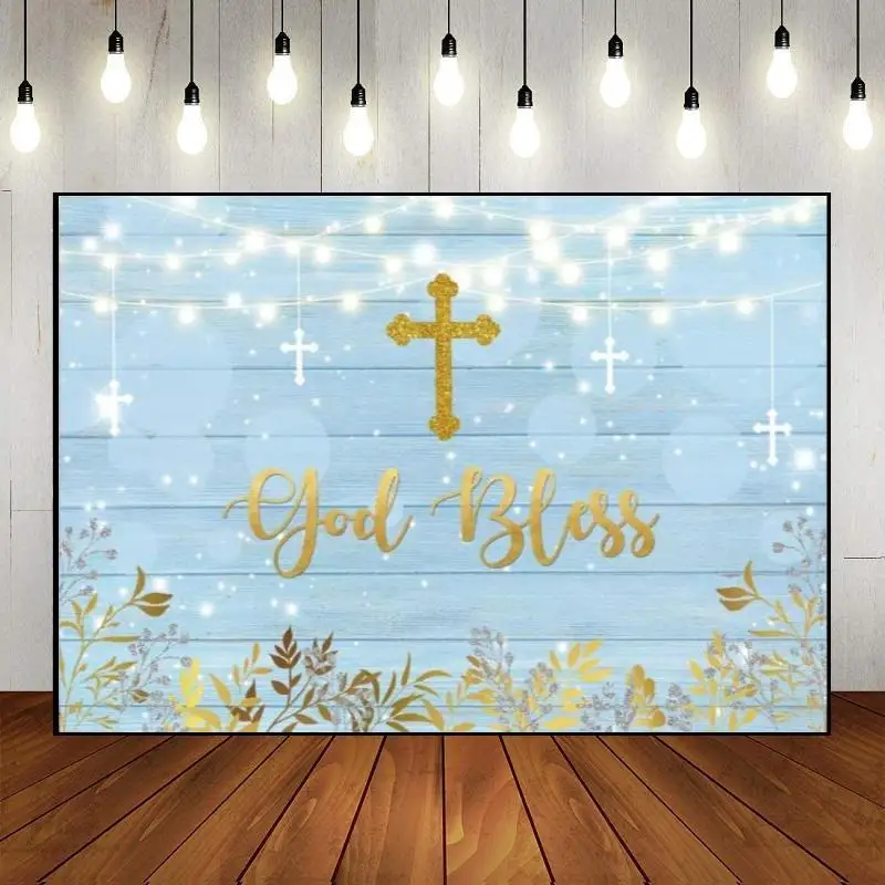 

God Bless Theme Baptism Party First Holy Communion Christening Banner Decoration Photo Photography Happy Birthday Custom Newborn