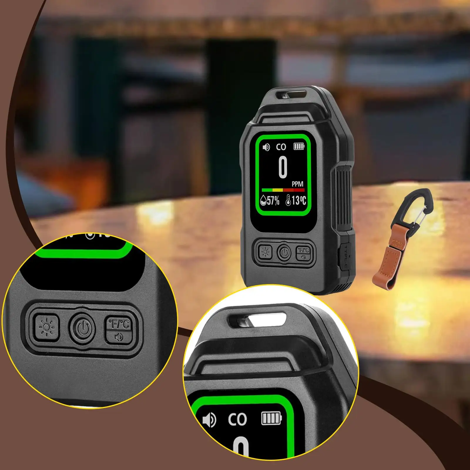 Carbon Monoxide Detector Easy Read Portable CO Detector for Travel Tent Home