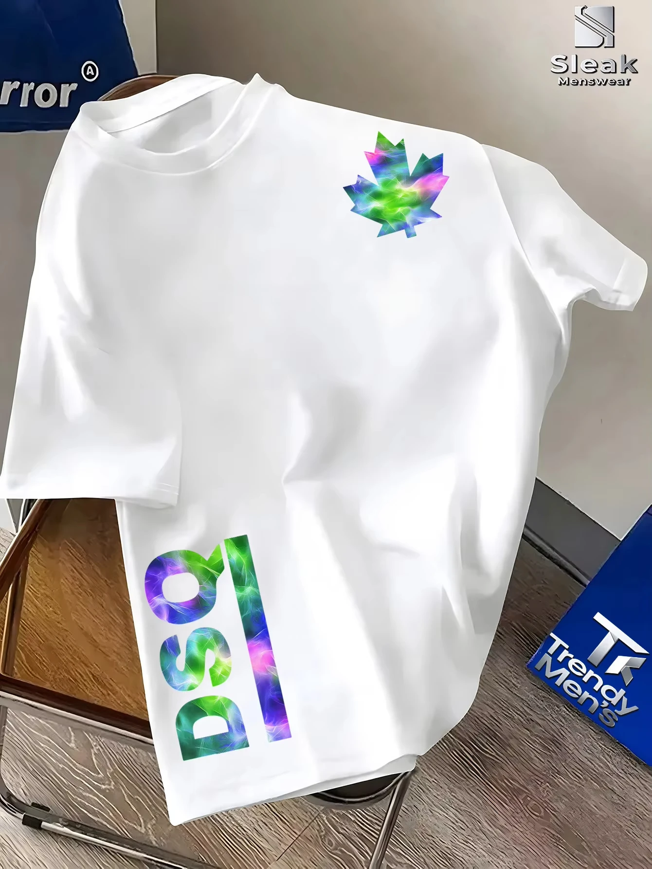 Hochwertiges Herren-Sommer-T-Shirt aus Reiner Baumwolle mit Kurzen Ärmeln, Nischendesign und Trendiger Markenaufdruck