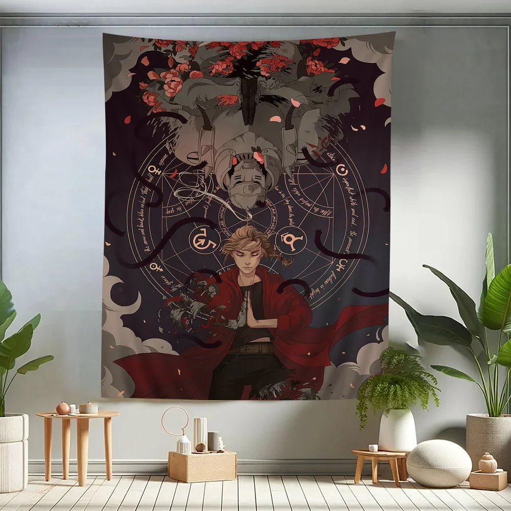 Anime Fullmetal Alchemist Cartoon Tapestry Art Science Fiction Room Home Decor Wall Hanging Home Decor