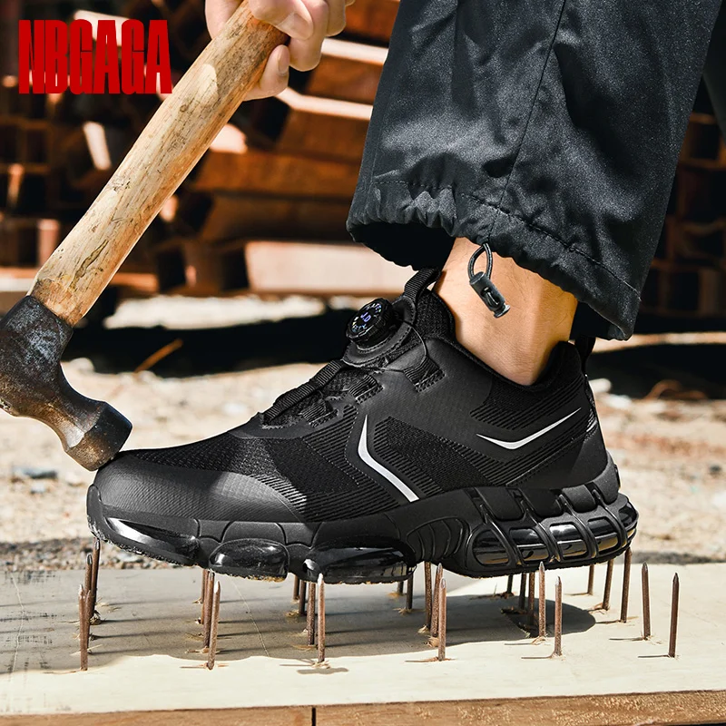 メンズ鋼つま先安全靴抗穿刺防水耐油快適な通気性ノンスリップワークブーツ建設用