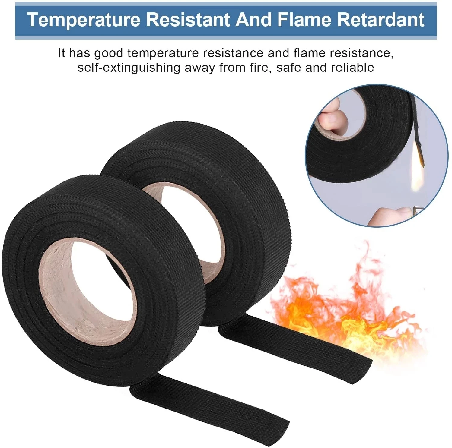 15M 9/15/19/25MM Heat-resistant Adhesive Cloth Fabric Tape For Automotive Cable Tape Harness Wiring Loom Electrical Heat Tape