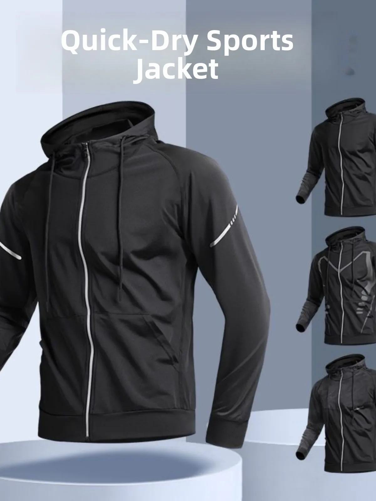 Men's Fitness Sports Jacket Quick Dry Long Sleeve Running Hoodie Autumn Cycling Top Morning Run Training Upper Body Wear