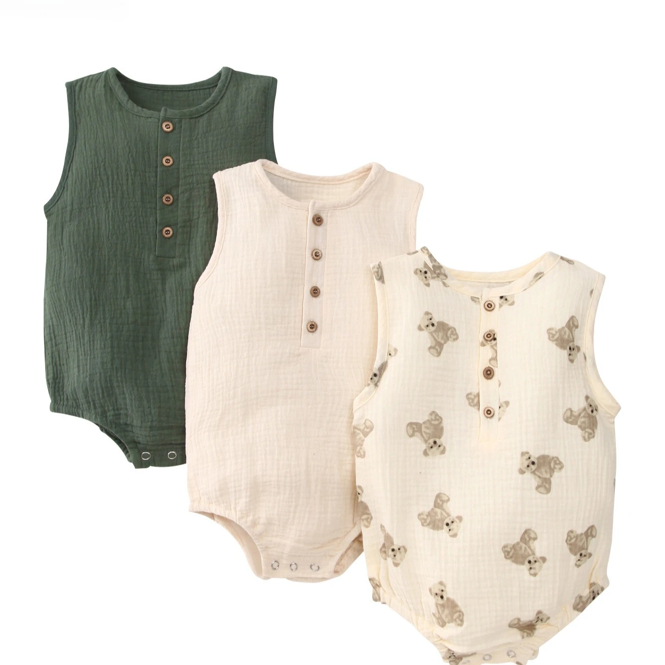 Summer Bestsellers Baby Rompers  100% Cotton Sleeveless Romper with Shorts  Newborn Clothing