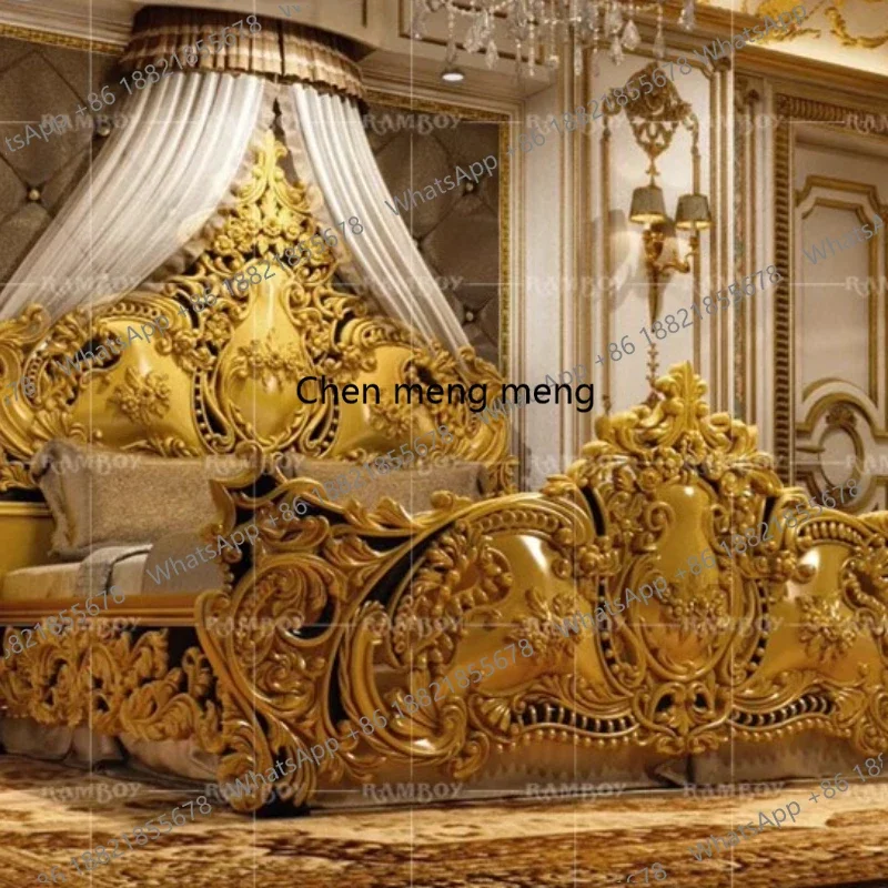 Q181 French Solid Wood Double Bed Queen Funky Design Romantic Unusual Castle Bed Aesthetics Princess Sleeping Beliche Home Furni