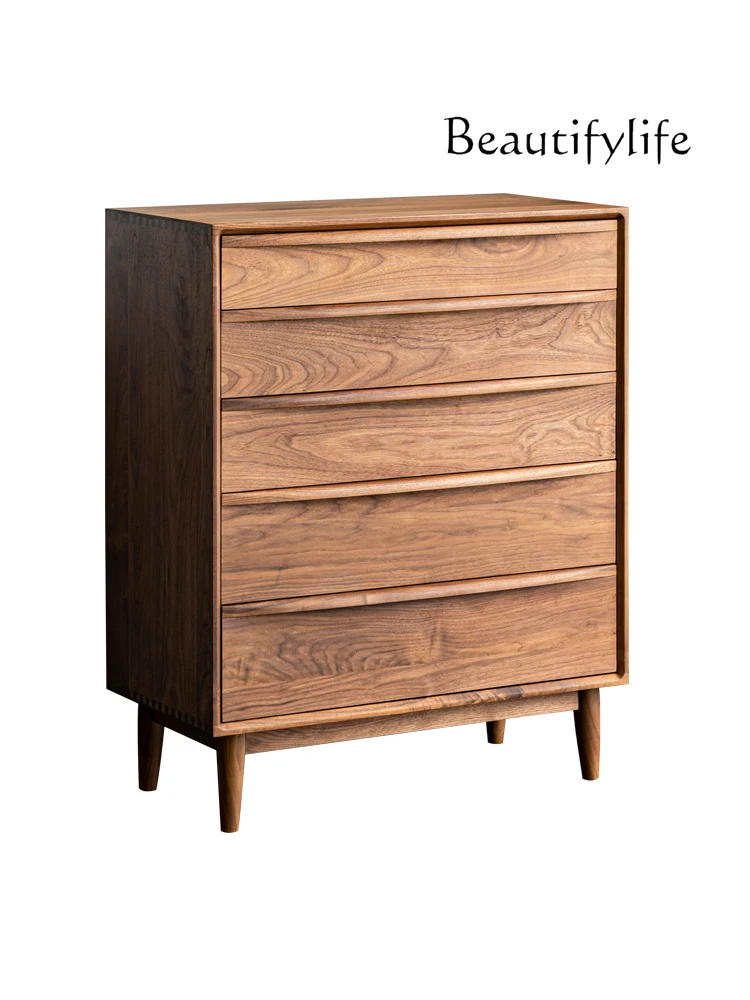 

Simple Modern Solid Wood Chest of Drawers Nordic Retro Style Locker New Chinese Style Bedroom Storage Cabinet