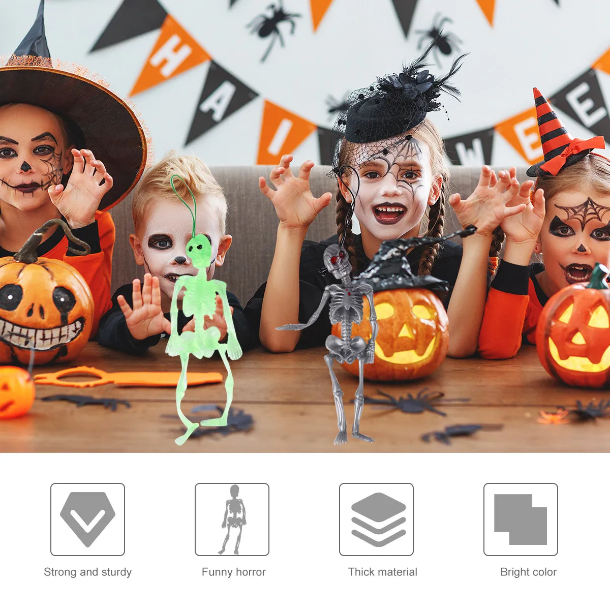 

Набор из 8 реалистичных мягких фигурок из TPR для Хэллоуина: Декор для стола, страшные подвесные украшения, черные детализированные фигурки детей