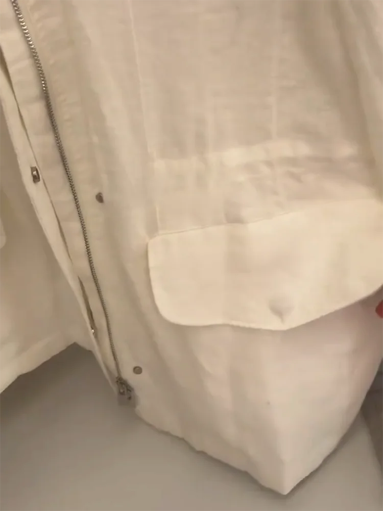 

Plus Size Classic Four ket Linen Breathable Buttoned Waistcoat Long Sve Stand Collar Outerwear Sun Protection Spring Casual Jaet