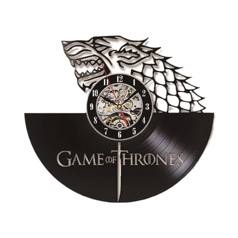 سجل ساعة حائط مسجل فينيل ساعة لعبة من عروش ساعة حائط هدية عيد ميلاد ديكور المنزل