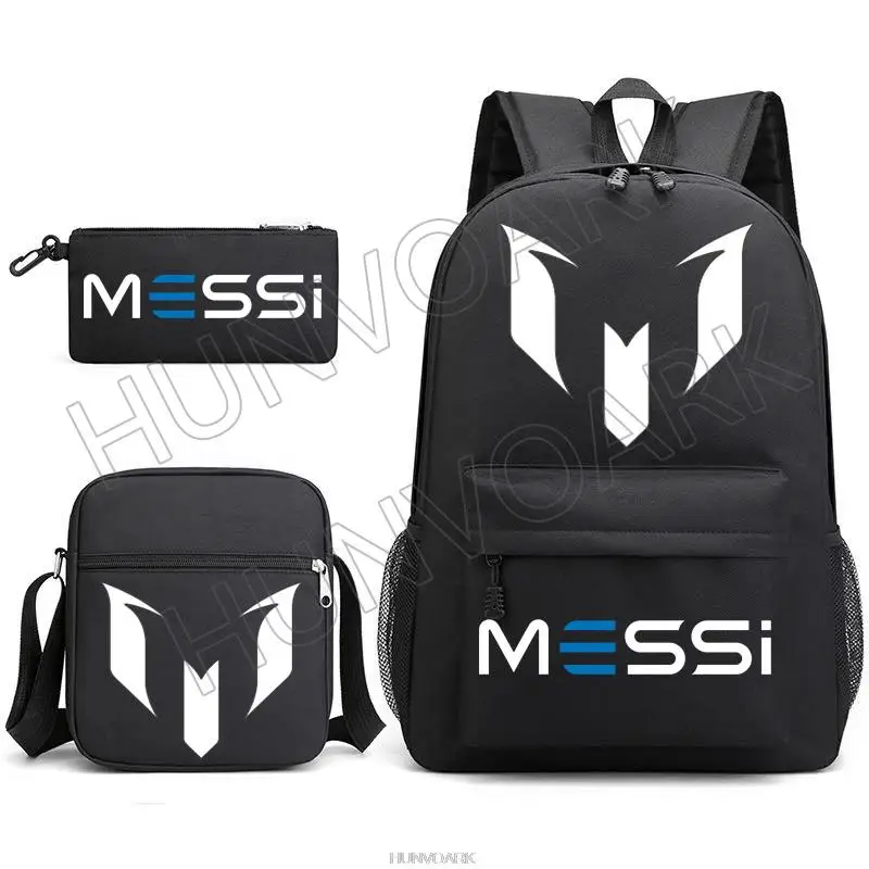 3pcs Football Super Stars Messi Backpack Children\'s School Backpack Women Men Travel Laptop Teens Mochilas Students Totes Sac