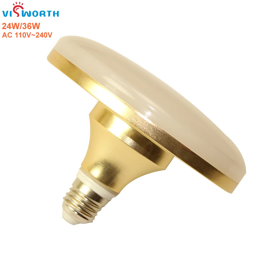 High Brightness Led Lamp E27 24W 36W SMD5730 AC 110V 220V 230V 240V Spotlight Warm Cold White Golden Aluminum Umbrella Led Bulbs