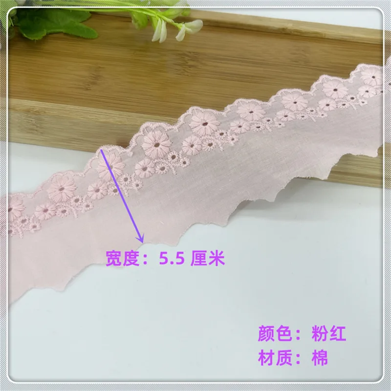 New Cotton Embroidered Multicol Flower Lace Fabric Dubai Wide Sewing DIY Trim Wedding Applique Ribbon Collar Cloth Guipure Decor