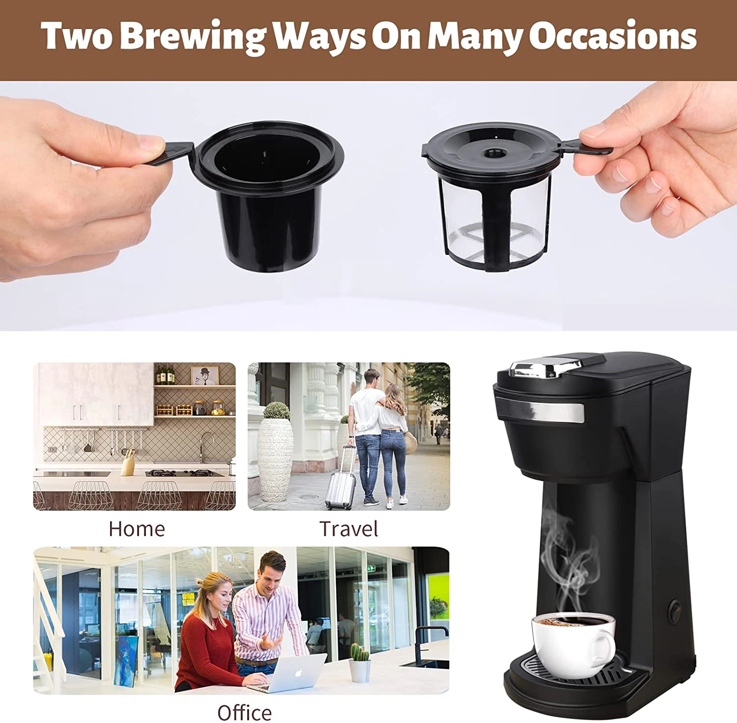 Portatile Mini Household Outdoor Automatic Brewer Capsule 2 In 1 Single Serve K Cup Coffee Maker Machine