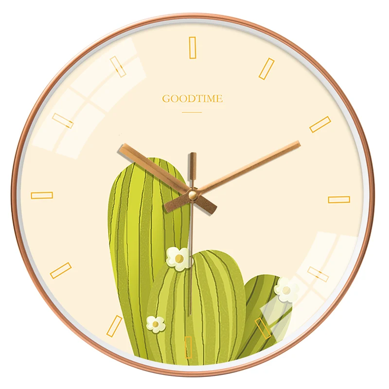 12 Inch Nordic Creative Clock Modern Simple Plant Series Wall Clock for Home Living Room Bedroom Silent Wall Hanging Clock