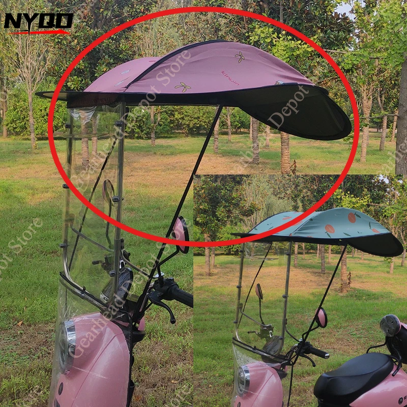 Auvent Pare-Soleil et Imperméable Renforcé Épais Durable Pliable Portable à Dégagement Rapide pour Scooter et Moto