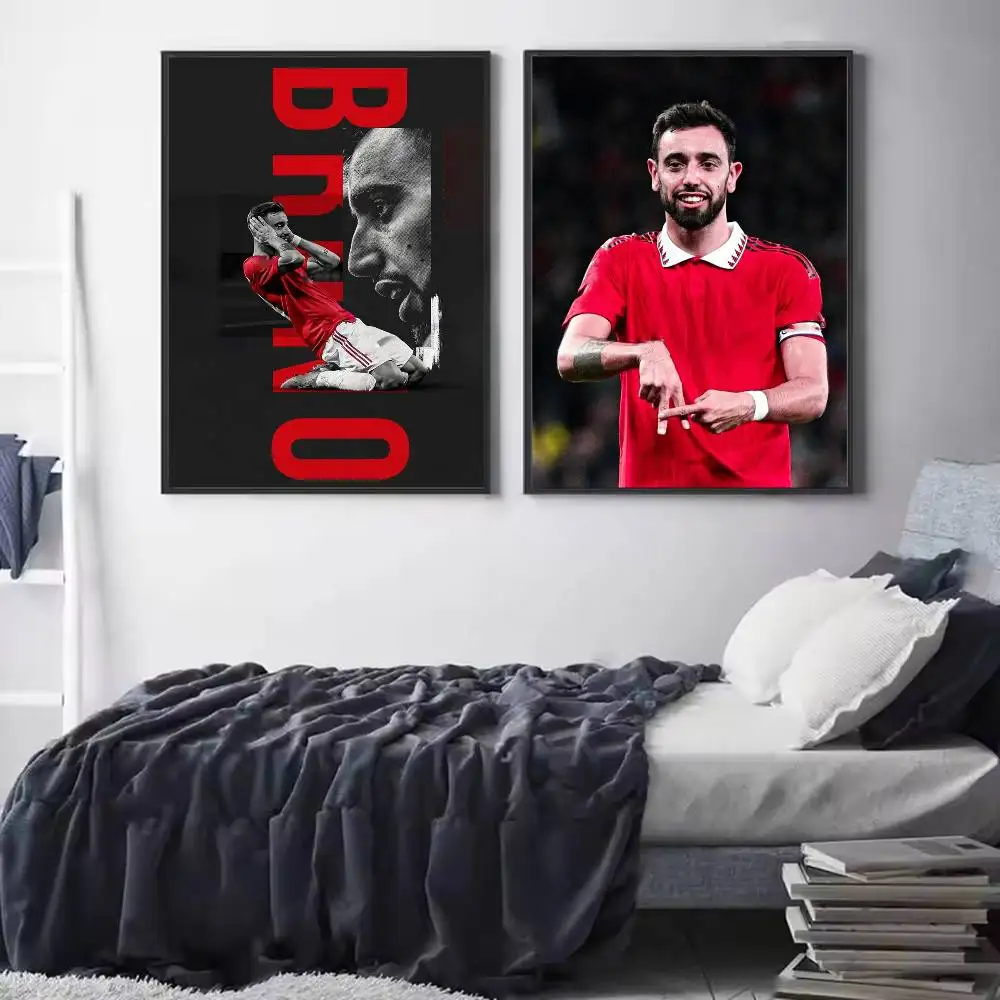 B-Bruno Football F-Fernandes 8 Poster HD Self Adhesive Waterproof Wall Art Ideal for Home Office Dorm Gift