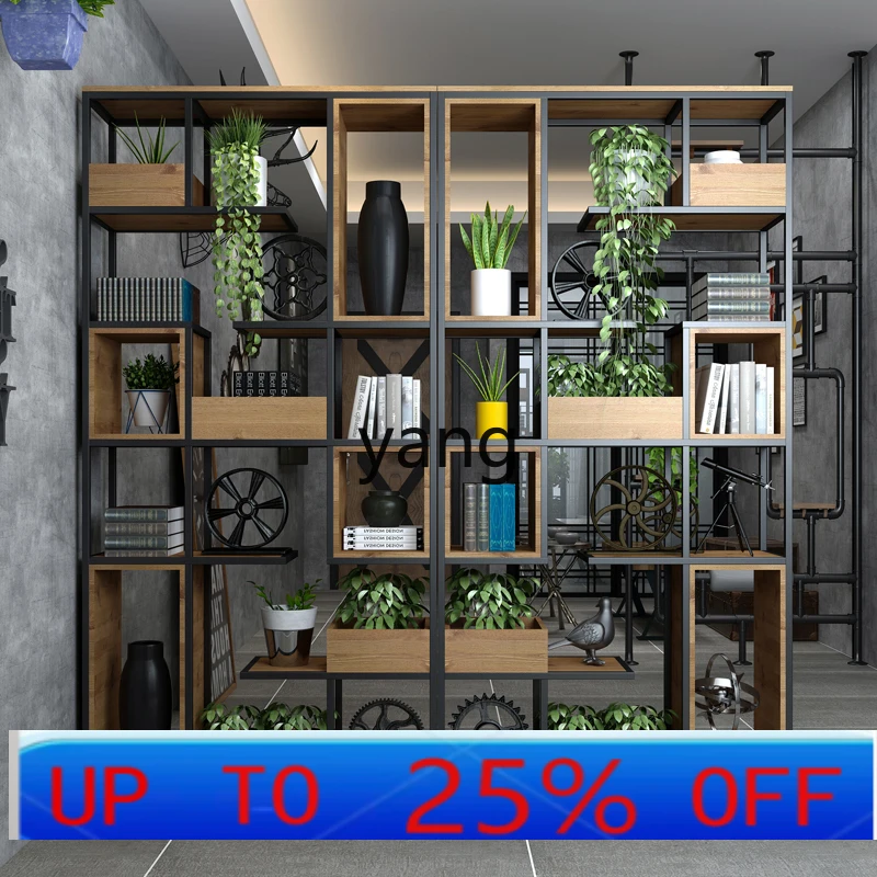 

Lmm wrought iron shelf floor-to-ceiling multi-layer bookshelf retro creative entrance partition screen