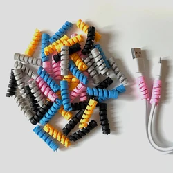 50Pcs Spiral Silicone Cable Wrap Protector Anti-break Data Cable Sleeve Mouse USB Charger Cable Winder Wholesale