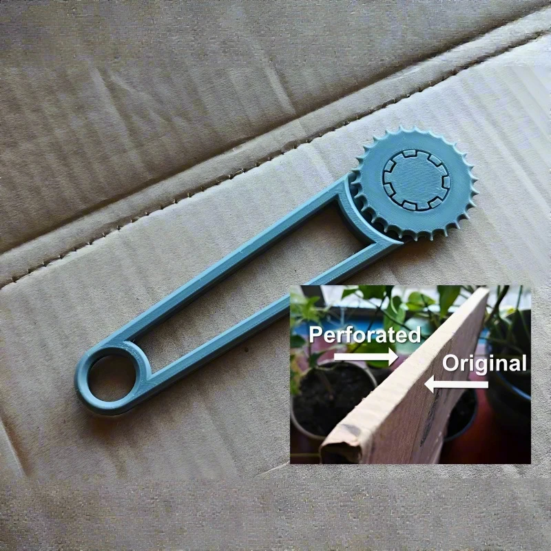 

2Pcs New Cardboard Box Punch 3D Printed DIY Cardboard Perforator Reusable Practical Perforation Tool Hole Puncher