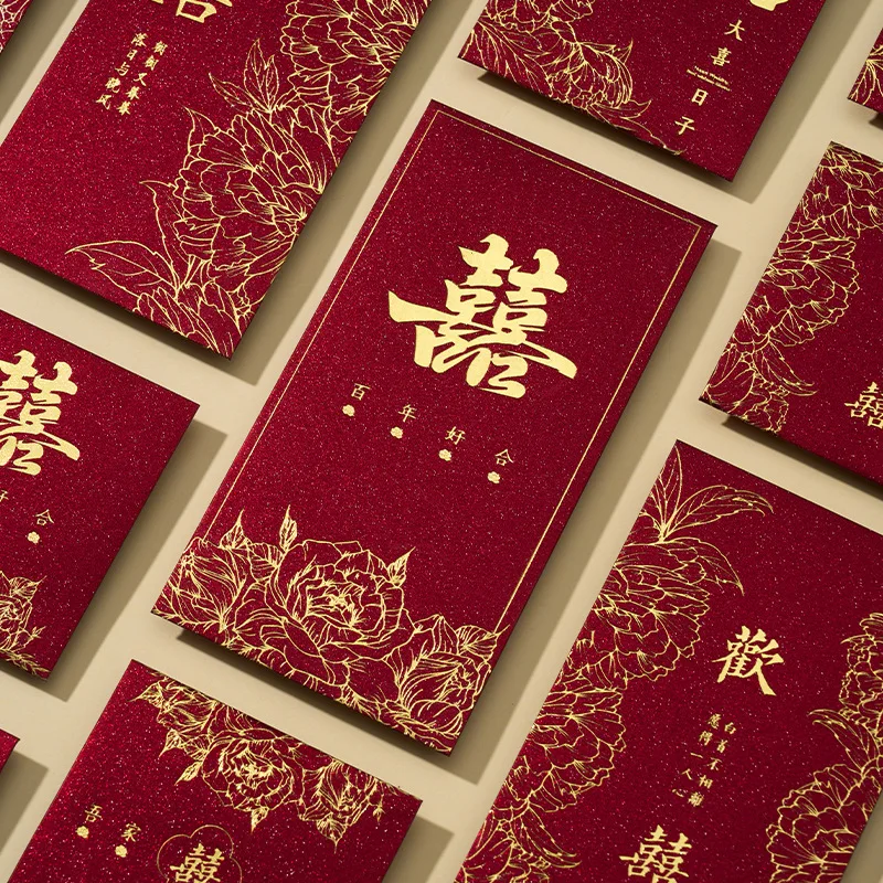 30 pièces enveloppe rouge de mariage chinois Premium avec frais de changement de Portion blocage de porte enveloppe rouge avec Portion cadeau argent Xizi