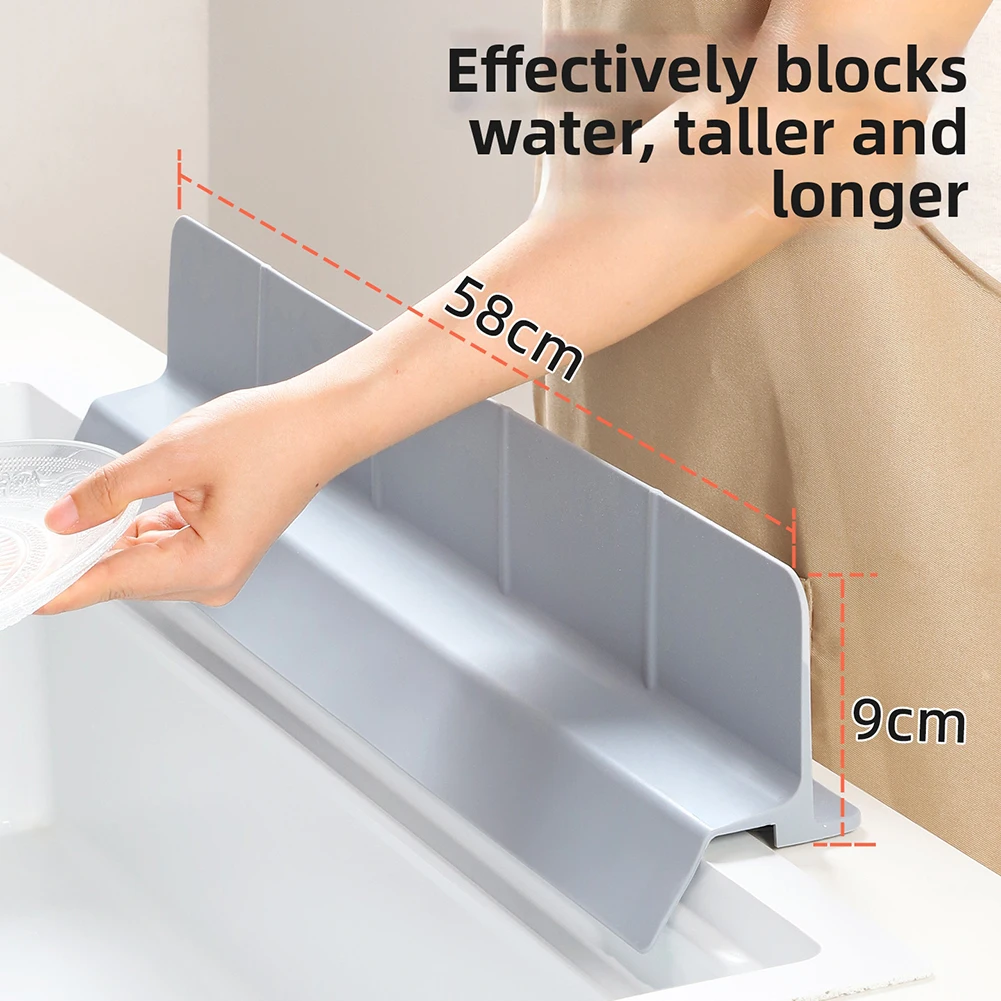 

Silicone Kitchen Sink Splash-Guard Upgraded 58cm Extra Long Oil-Proof Splashproof Baffle Board For Kitchen Sink Accessories