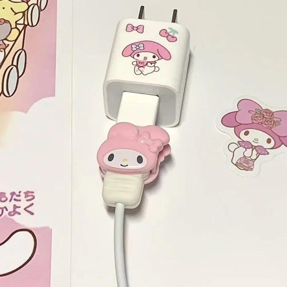 2 Stück/Set Hellokittys My Melody Ladegerät-Schutz für Schnellladekabel, Ladegerät-Kopf-Abdeckung, Kabelzubehör – Detail 4