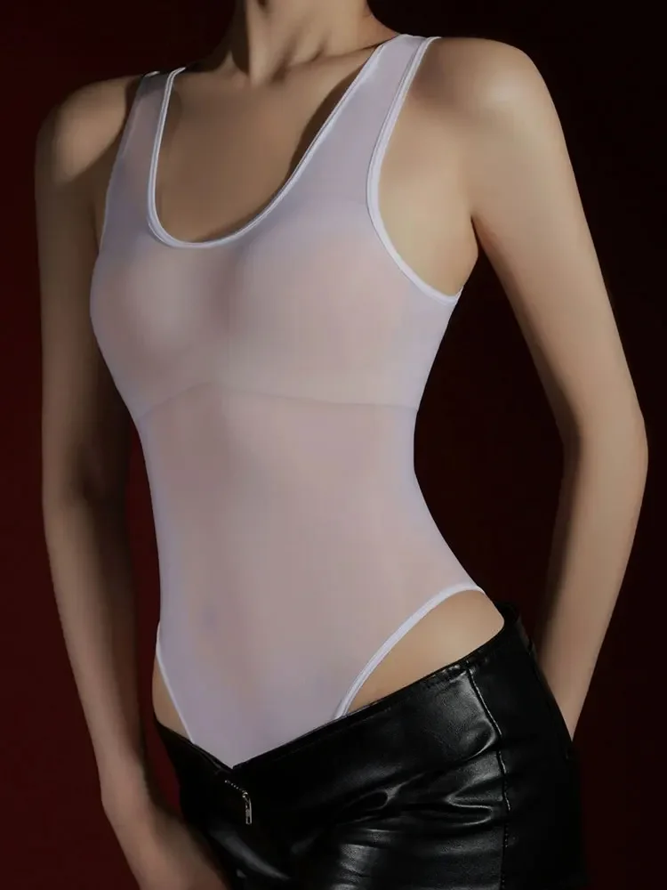 Sexy Women 5D 912Pin Thin Oil Shiny Glossy Bodysuit Tops High Elastic Slip Tights Yoag Shaping One Pieces Thong Cut Maid Leotard
