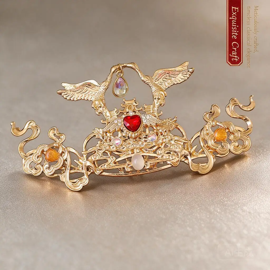 Vintage Chinese Dunhuang Flying Apsaras Golden Hair Crown For Women Hanfu Wedding Headdress Princess Goddess Cosplay Hair Piece