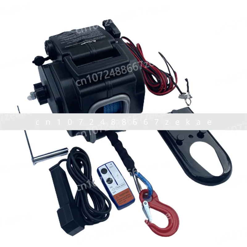5000 Pounds Portable Electric Winch Yacht Towing Self Driving Self Rescue Winch Marine Self Driving Tour Wire Control 12V