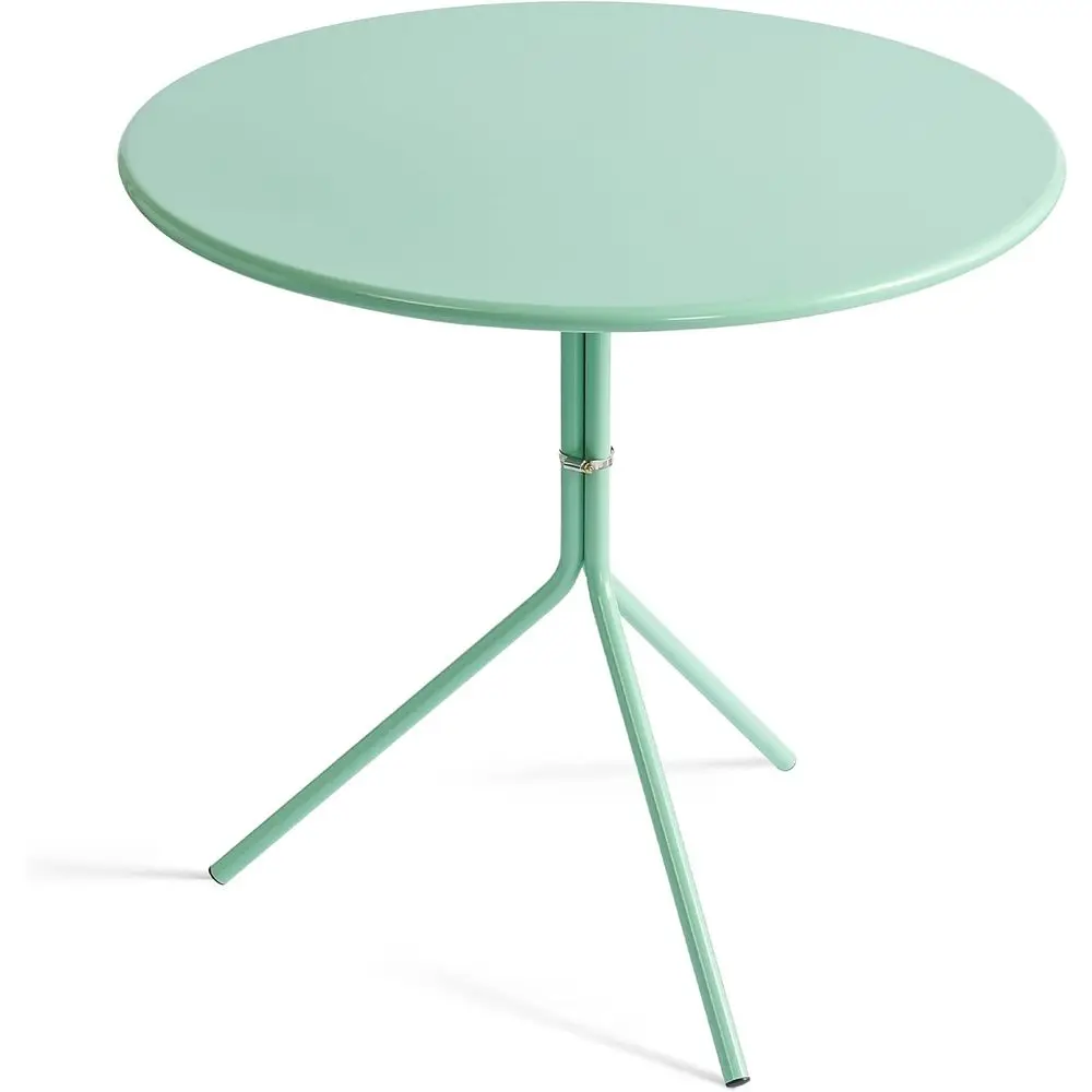 

31.5 Round Metal Patio Table, Minimalist Bistro Dining, Ideal for Indoor and Outdoor Cafes & Restaurants, Sea Glass Green