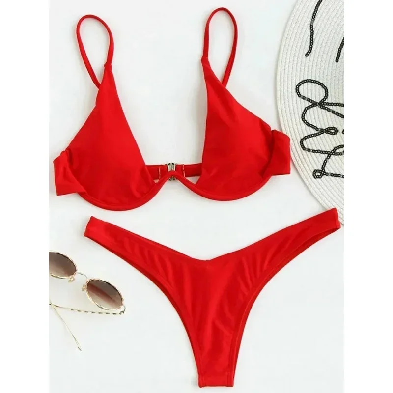 Costume da bagno push up bikini diviso donna sexy triangolo taglio alto perizoma bikini set estate 2025 nuovo costume da bagno per vacanze al mare 2 pezzi