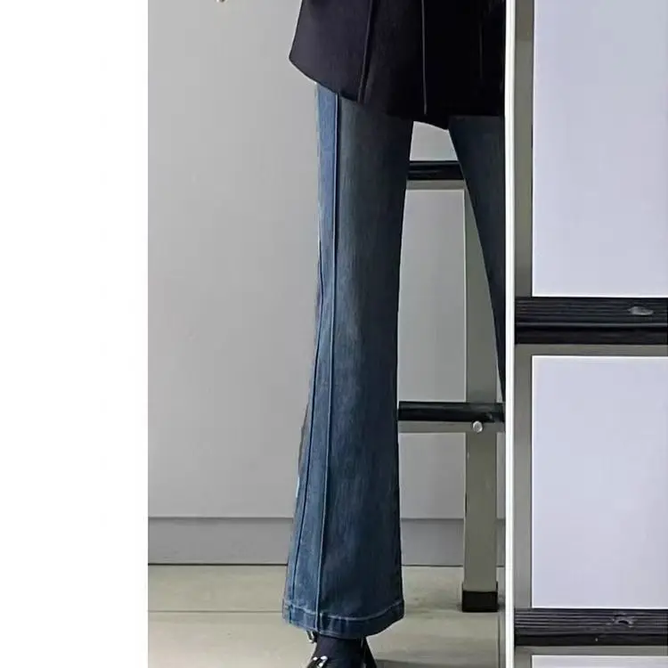 

High Waist Straight Leg Fce Lined Bootcut Jeans Women's Autumn Winter plus Size Comfortable Elastic Conceal Hip Pear ape...
