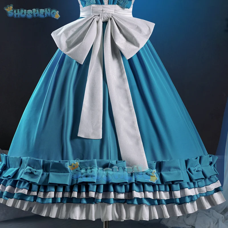 لعبة الهوية الخامس الصحفي تأثيري حلي أليس في دريم لاند فستان الهالوين كرنفال حفلة عيد الميلاد لعب الأدوار الملابس