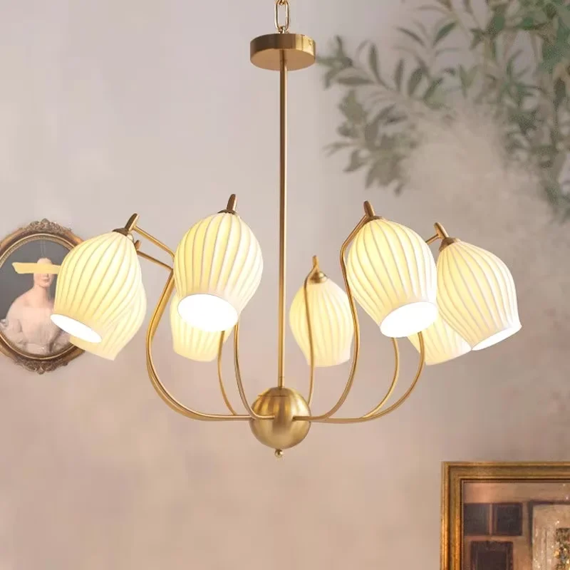 

French vintage milk white chandelier Bauhaus Retro Ceramic pendant Lamp living dining room kitchen island bedroom hanging light
