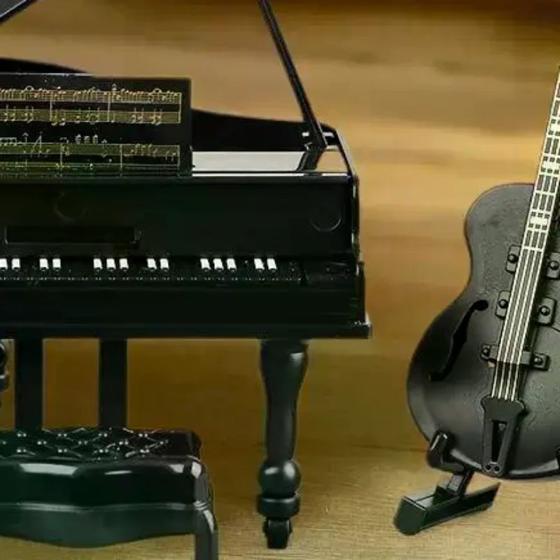 

3Pcs Musical Instrument Miniature Props Dollhouse Grand Piano Furniture Guitar Cello Model Doll Accessories Simulation Ornaments