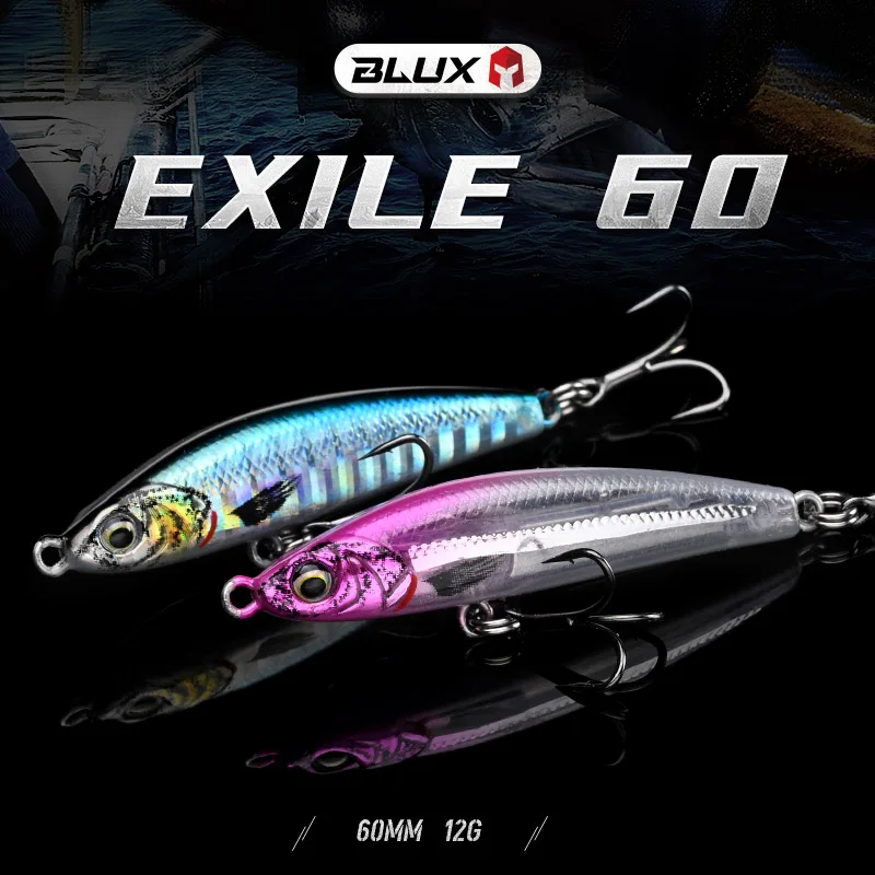 BLUX EXILE Sinking Gravity Pencil Heavy Stick Fishing Lure 60MM 12G Saltwater Lipless Minnow Wobbler Hard Plastic Bait