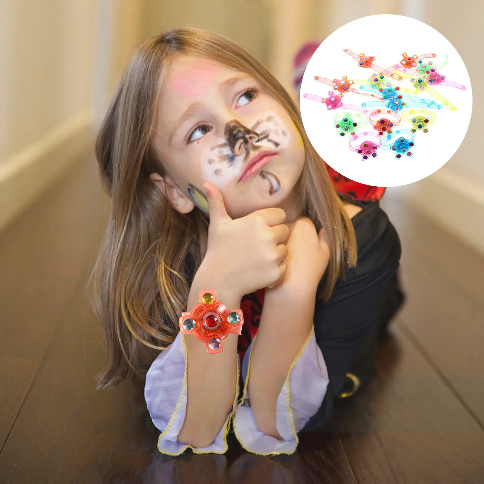 

24pcs Glow Wristb LED Bracelets Luminous Gyro Party Supplies Fun Fidget Lighting Wristb s Gifts Glow Dark Birthday