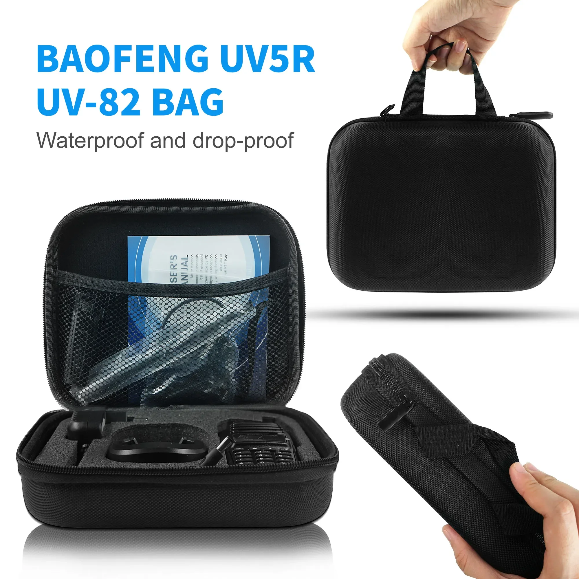 Baofeng UV-82 Walkie-talkie Outdoor Storage Bag Case Two Way Radio Wear-resistant Dustproof and Drop-proof Travel Handbag UV-8D