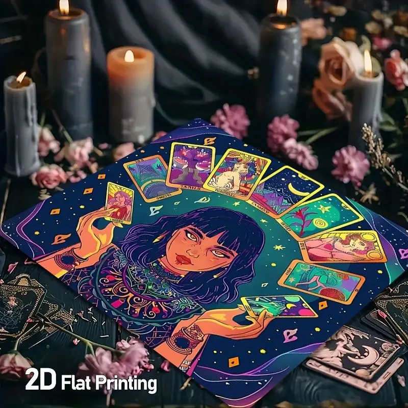 VIKAMA Painted Tarot Witch Maiden Tarot Tablecloth Altar Divination Spiritual Underworld Divination Desktop Layout