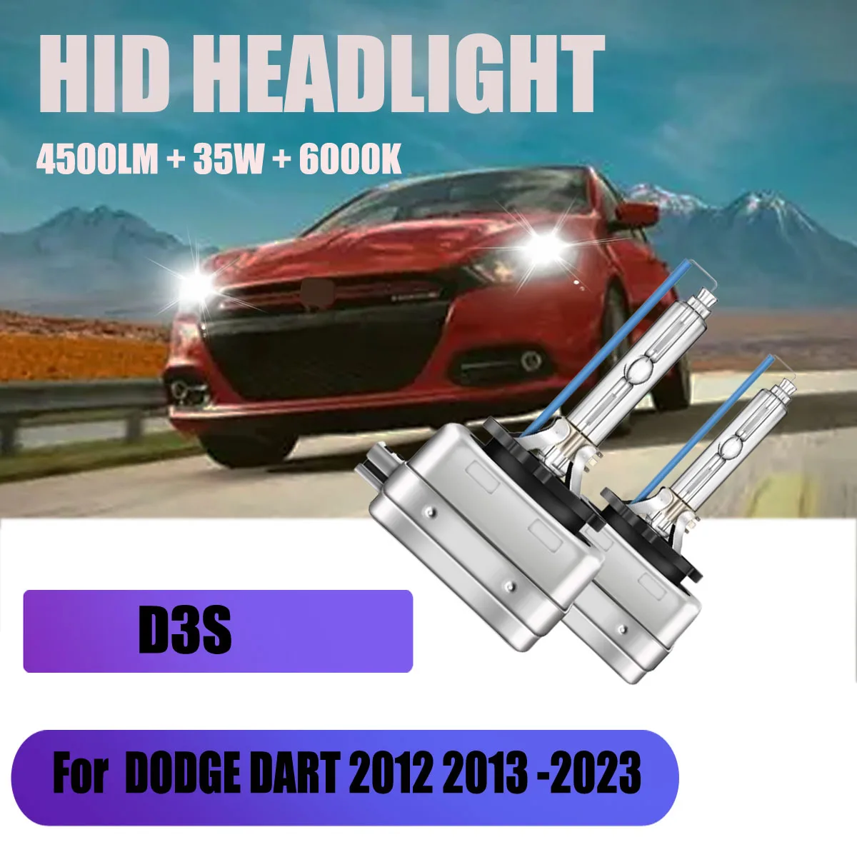 

HID Xenon Headlight D3S 6000K Car Lamp 35W Longer Life Span For DODGE DART 2012 2013 2014 2015 2016 2017 2018 2019 2020-2023